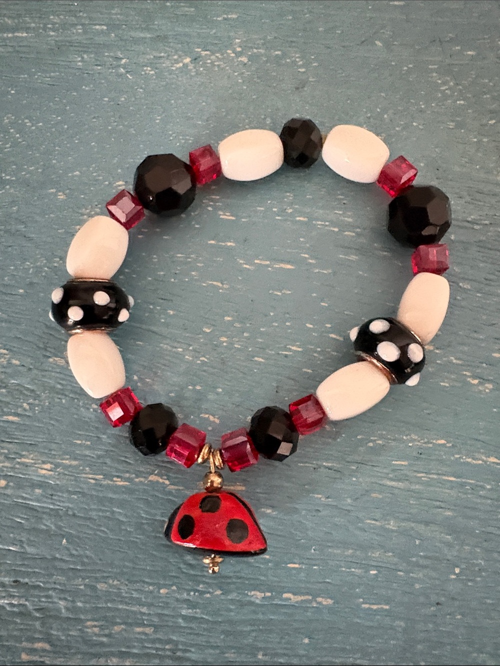 OKO Swarovski and Murano glass ladybug bracelet